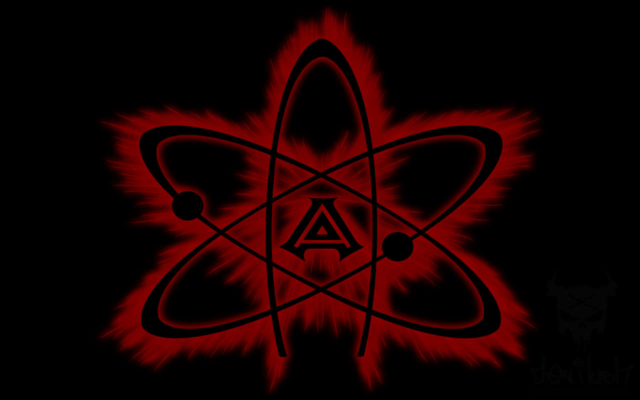 Atomic Symbol - A Symbol With Red Flames Wallpaper