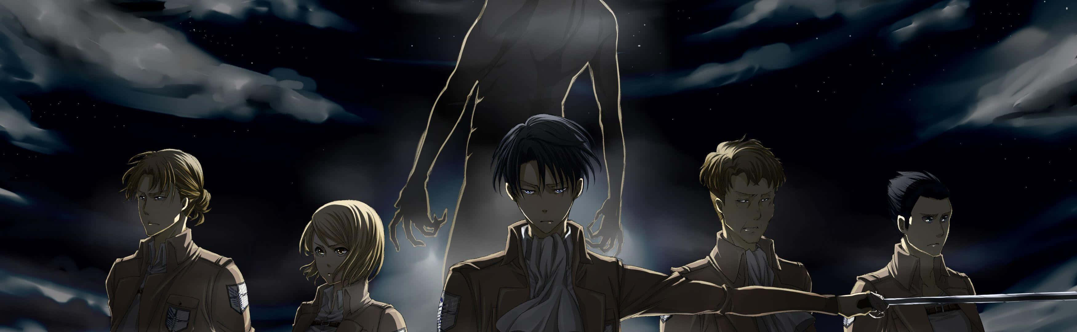 Attack_on_ Titan_ Characters_ Under_ Night_ Sky Wallpaper