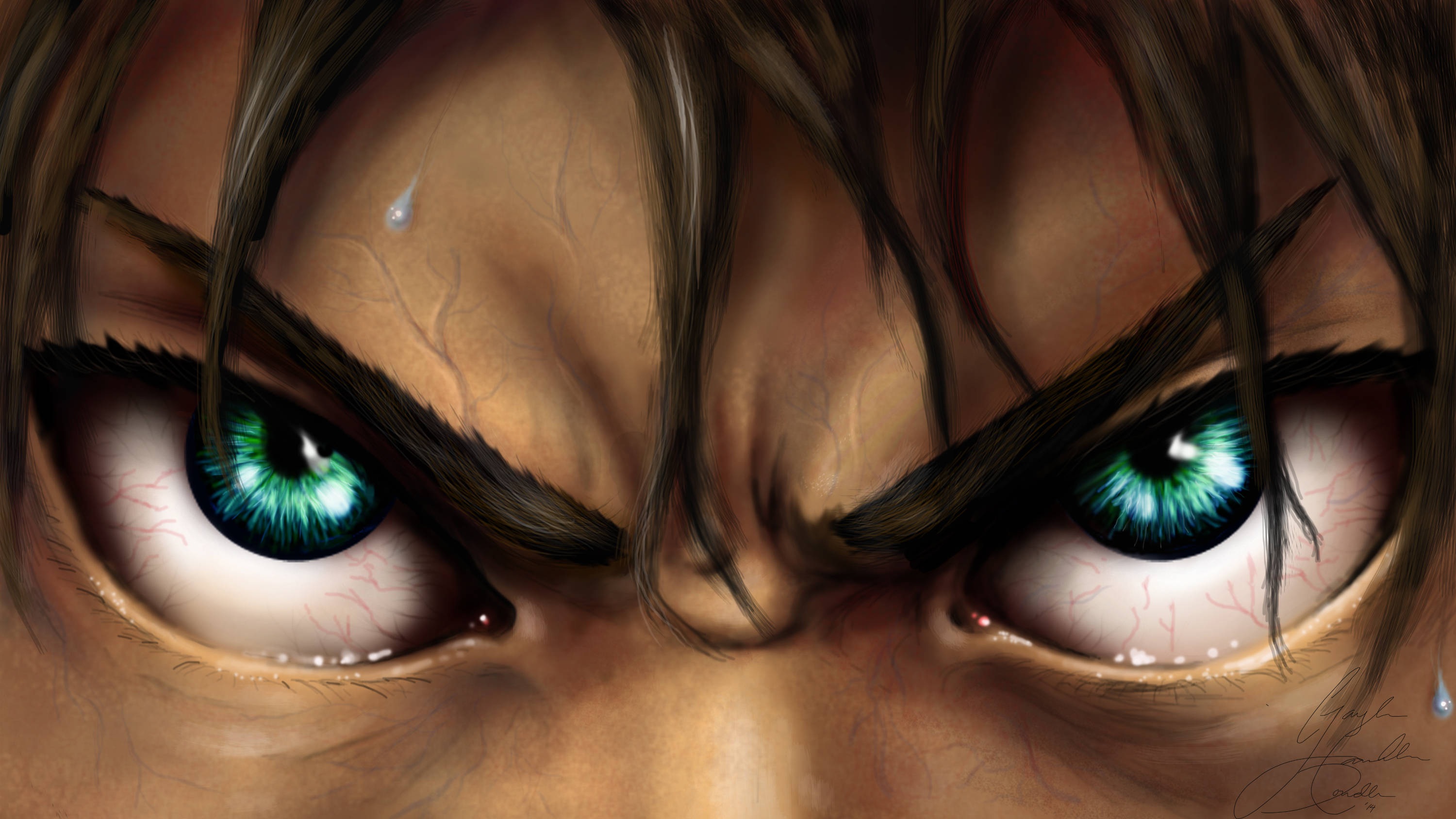 Attack On Titan Pc Eren's Eyes Closeup Wallpaper