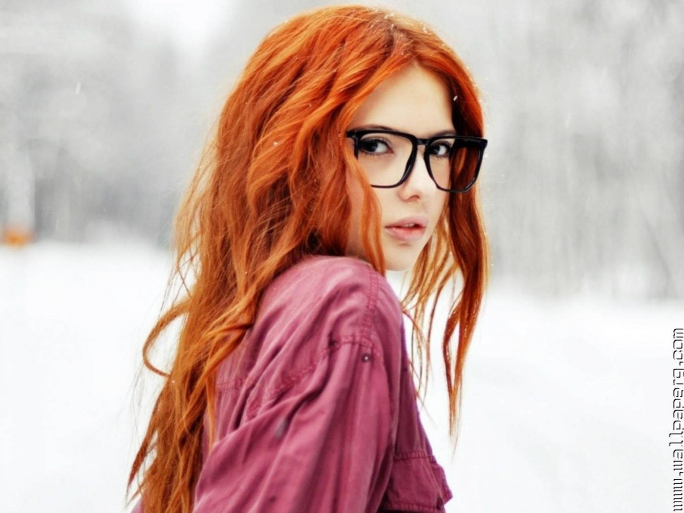 Attitude Girl With Orange Hair And Glasses Wallpaper