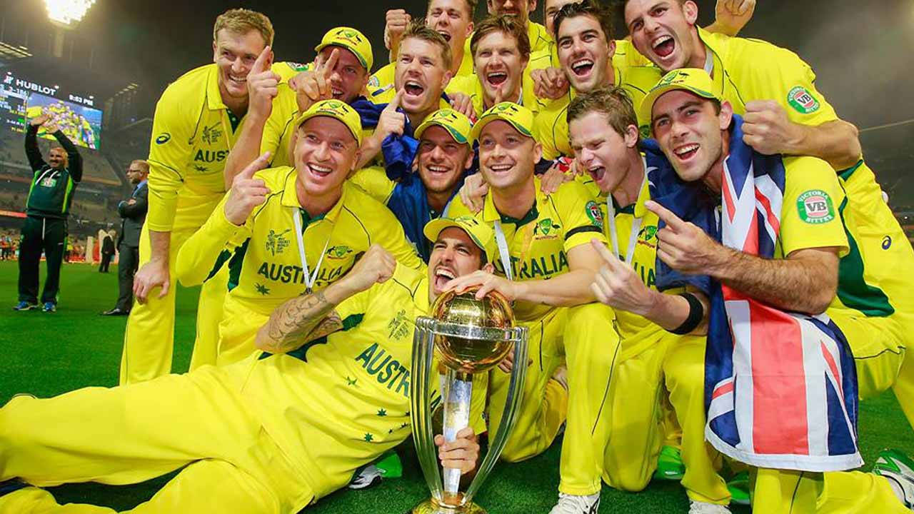 Australia Cricket Team With Trophy Wallpaper