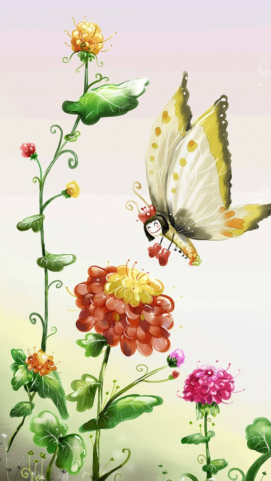 Autumn Iphone Flowers And Butterfly Wallpaper