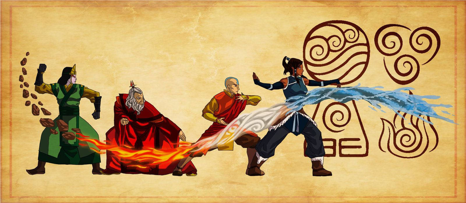 Avatar The Last Airbender Four Avatars Wallpaper