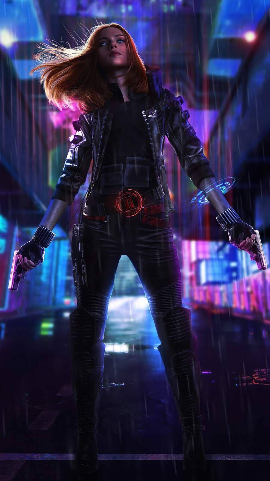 Avengers Black Widow Cyberpunk Iphone X Wallpaper
