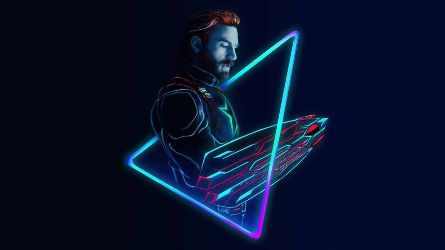 Avengers Neon Captain America Desktop Wallpaper