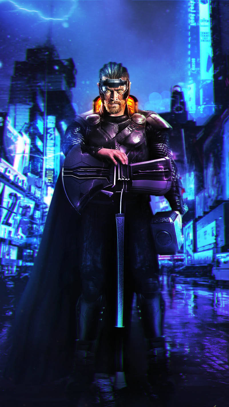 Avengers Thor Cyberpunk Iphone X Wallpaper