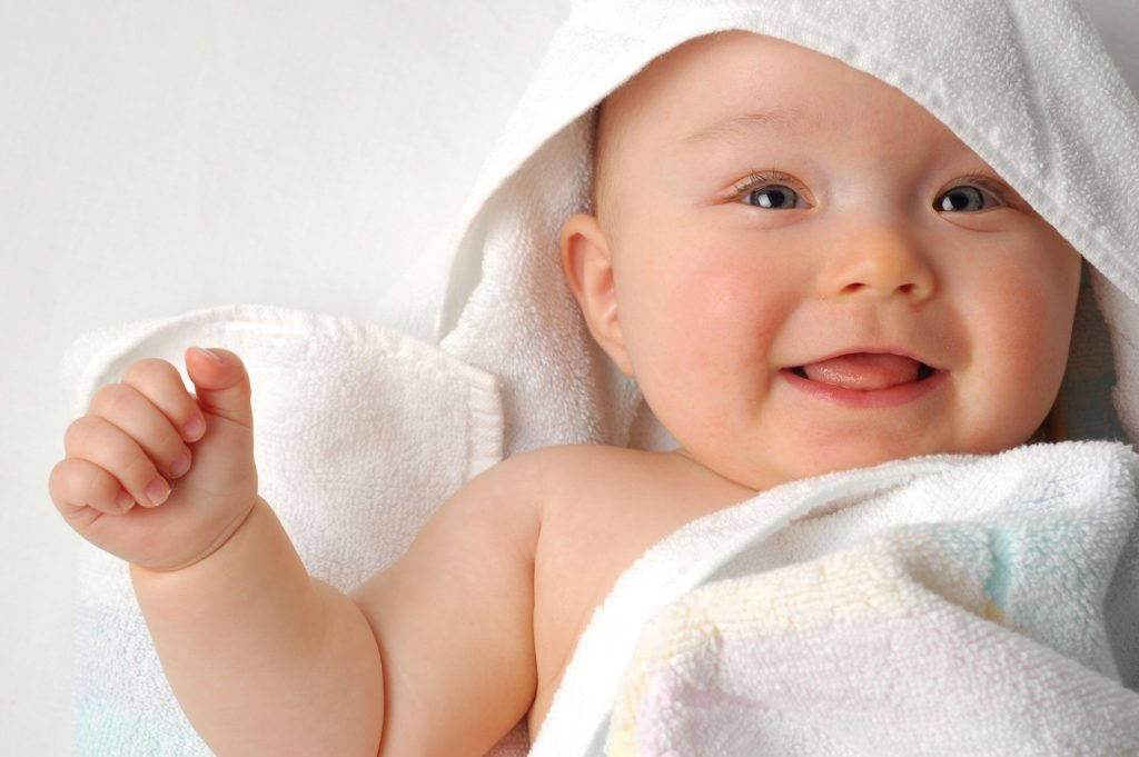Baby Boy In White Towel Wallpaper