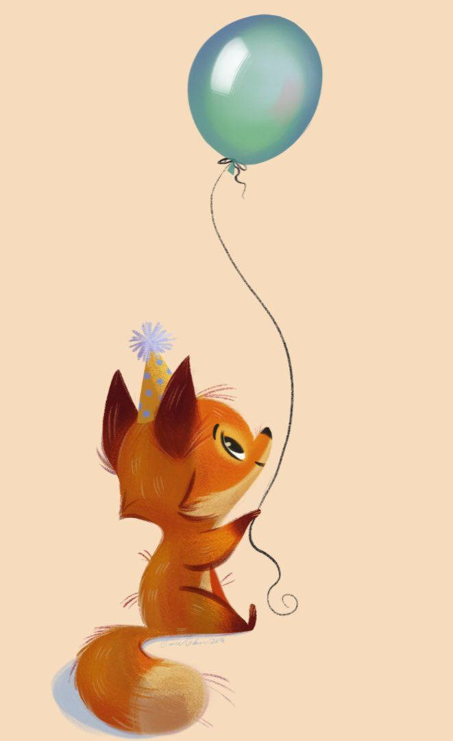 Baby Fox Birthday Balloon Art Wallpaper