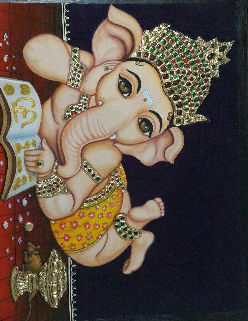 Baby Ganesh Reading Book Wallpaper