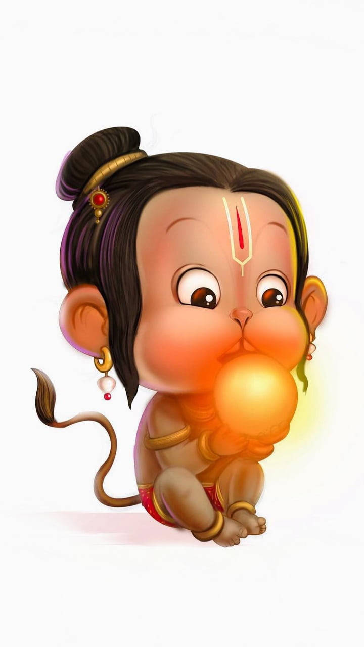 Baby Hanuman Glowing Orb Wallpaper