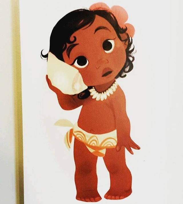 Baby Moana And Conch Wallpaper
