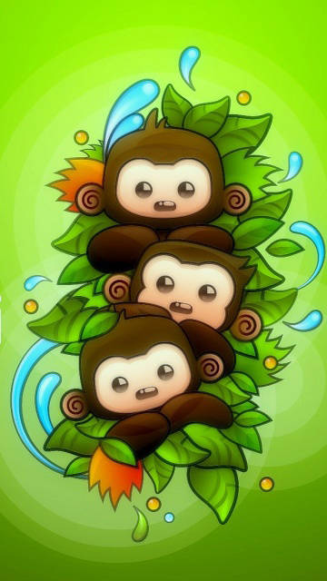 Baby Monkey Trio Wallpaper