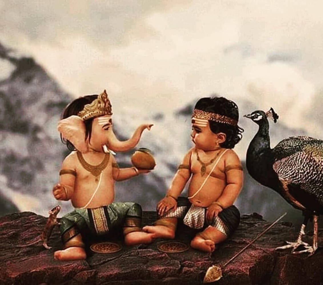 Baby Murugan With Brother Ganesha Wallpaper