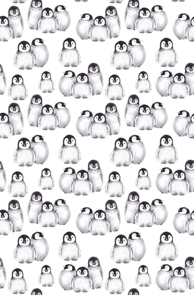 Baby Penguin Pattern Art Wallpaper