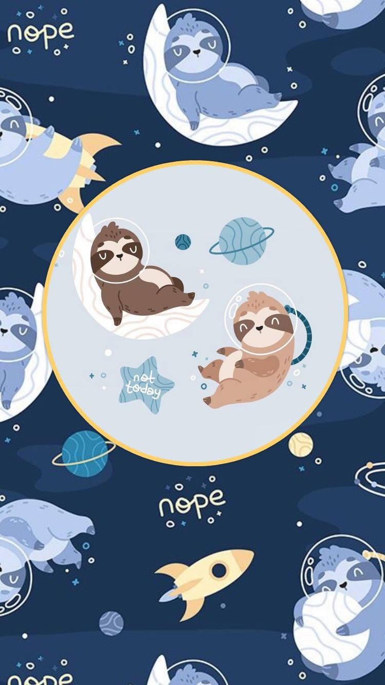 Baby Sloths In Outer Space Wallpaper