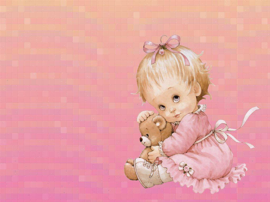 Baby With Teddy Cute Computer Wallpaper