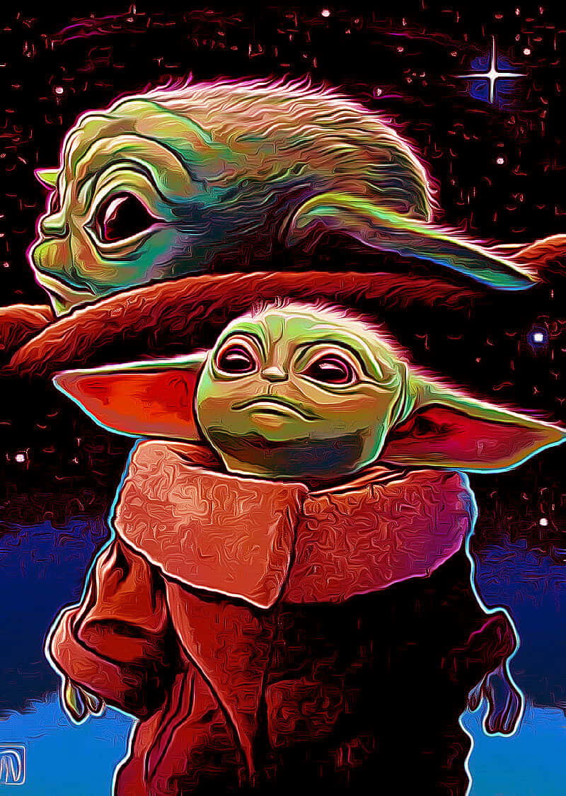 Baby Yoda In Galaxy Iphone Wallpaper