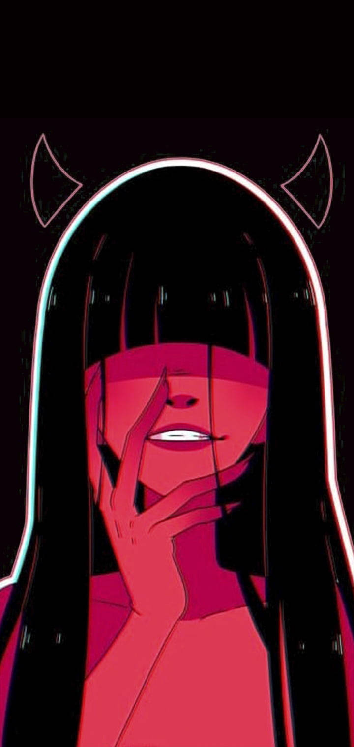 Bad Girl Anime Devil Horns Wallpaper
