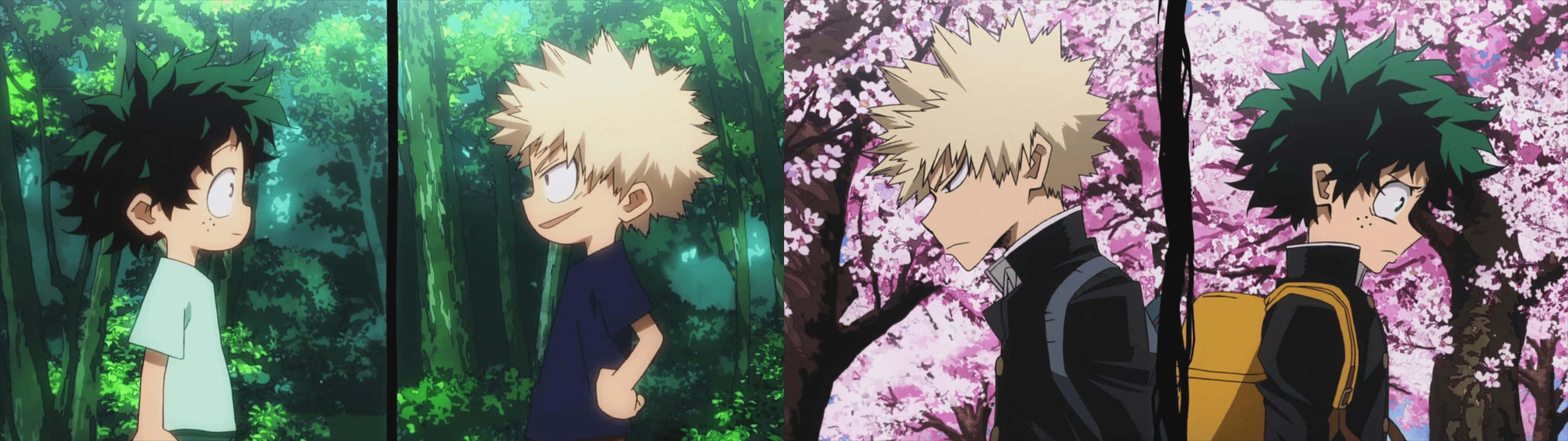 Bakugou Aesthetic Desktop Deku Split-screen Wallpaper