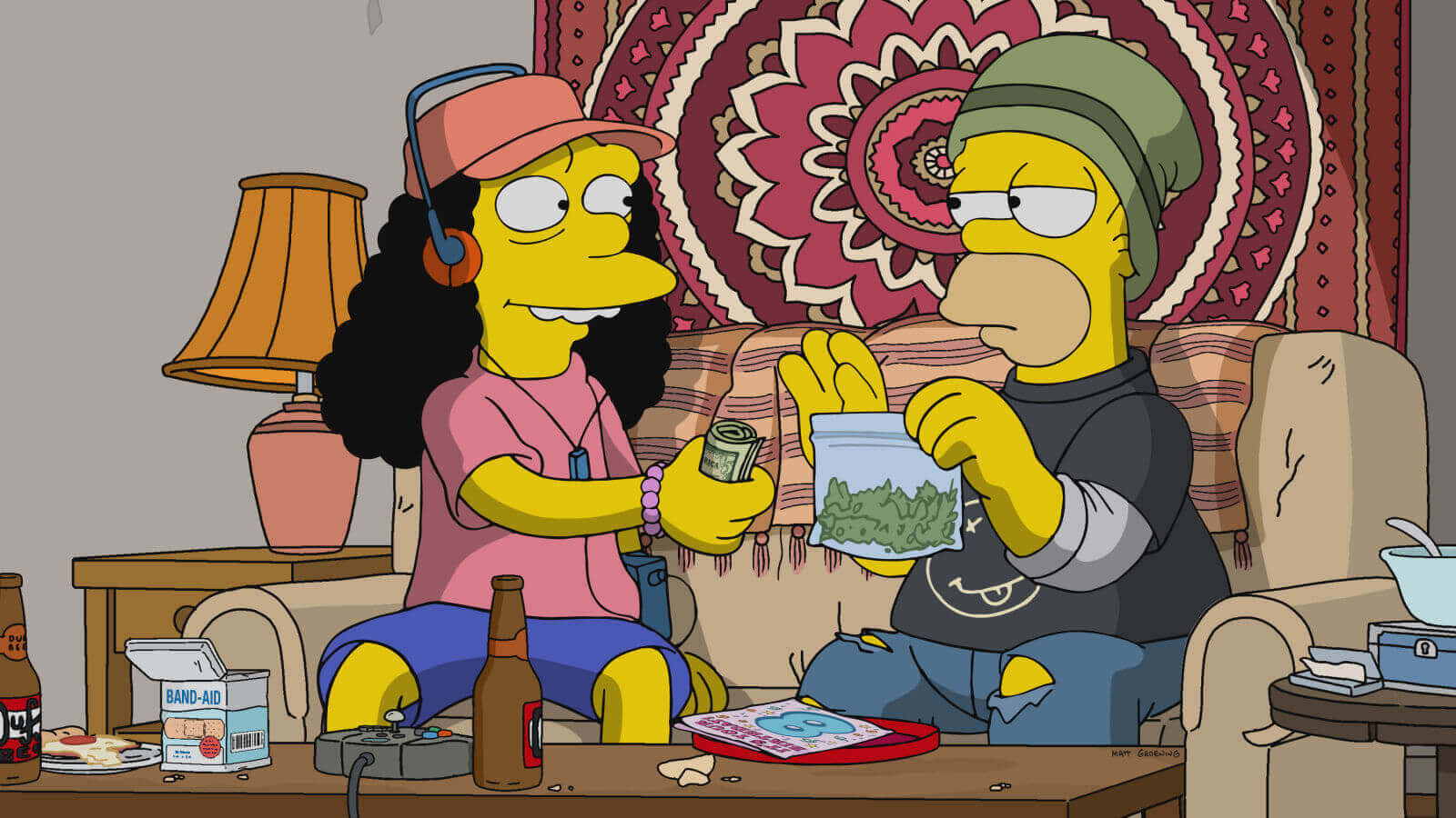 Bart Simpson Dad Weed Smoking Wallpaper