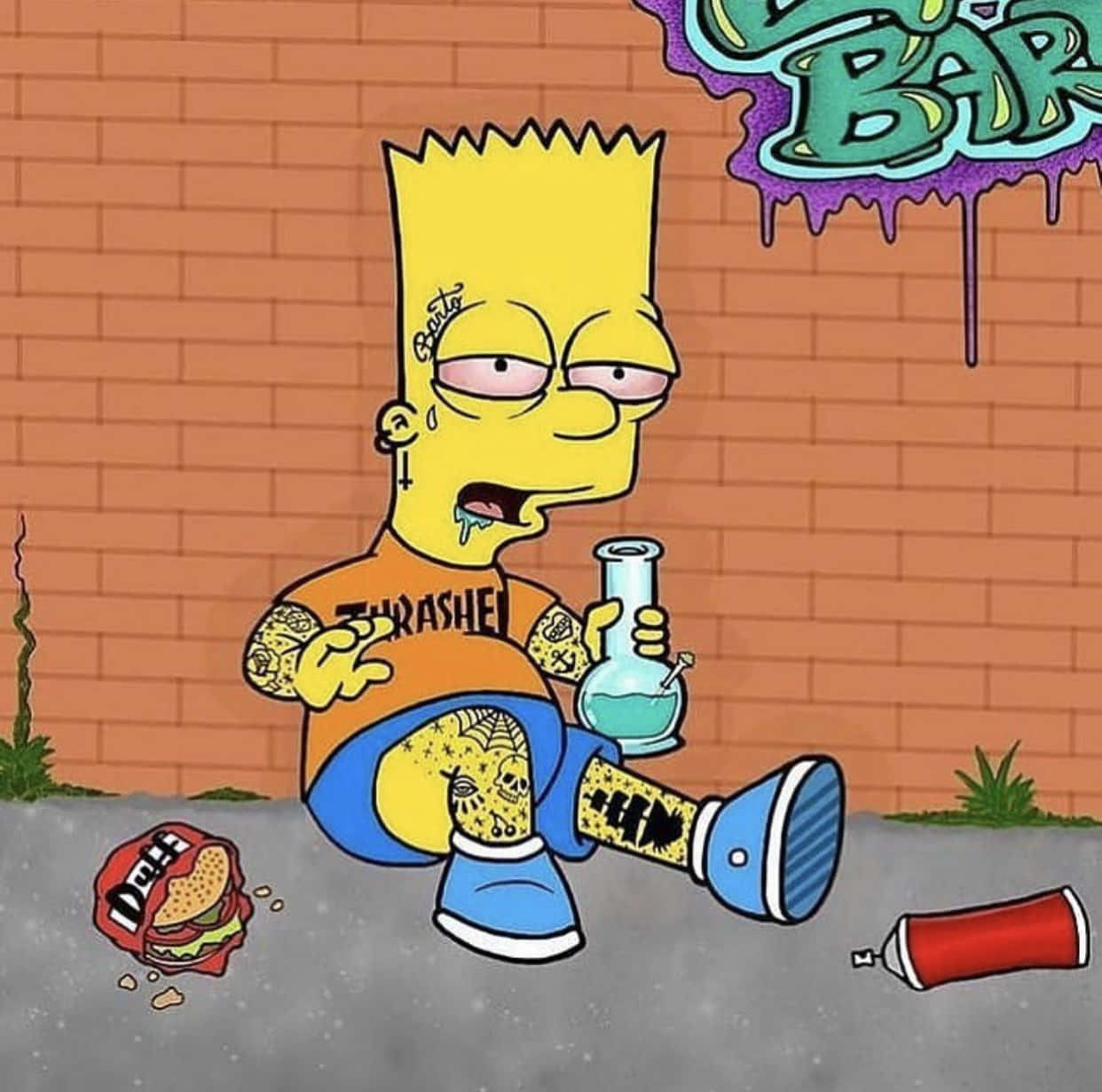 Bart Simpson Relaxing With Weed Wallpaper