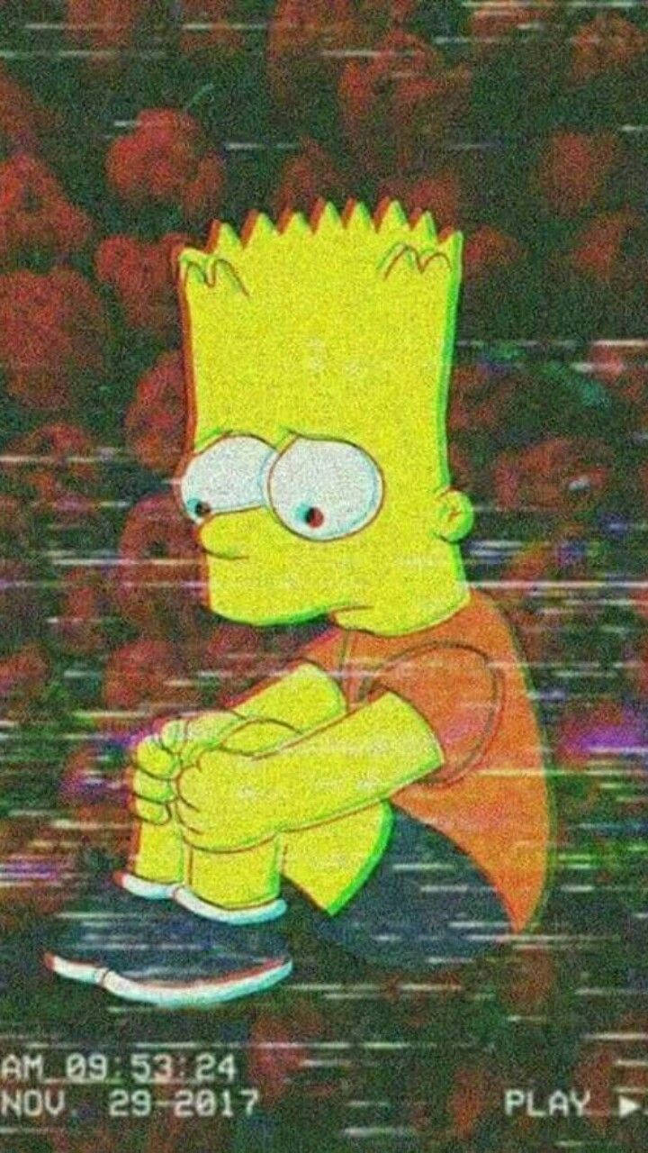 Bart Simpson Sad Boy Glitch Wallpaper