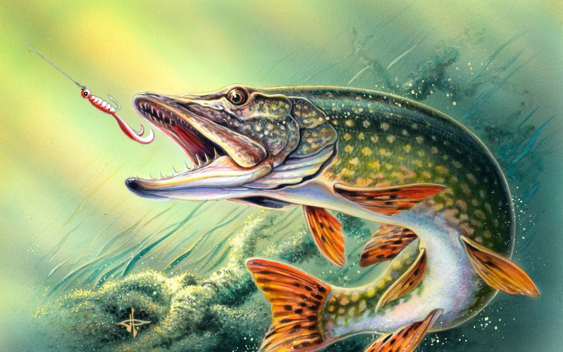 Download free Bass Fishing Artwork Wallpaper 