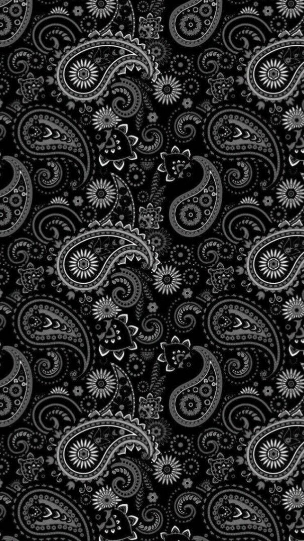 Batik Black Floral Wallpaper