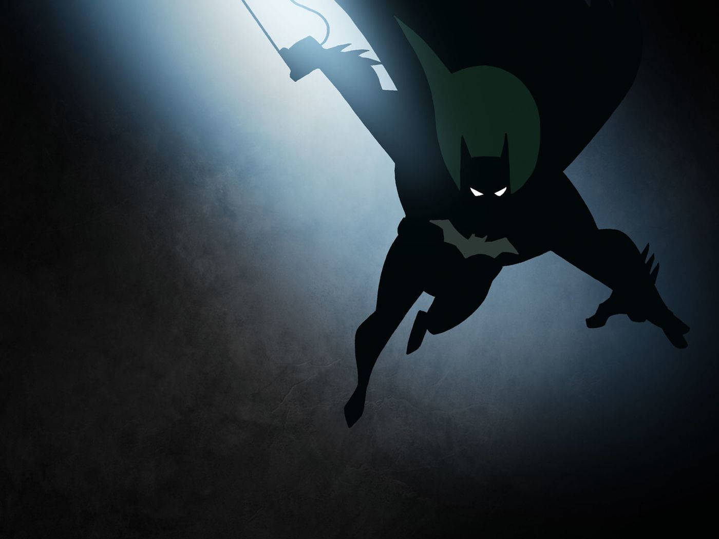 Batman Animated Swings Fly In Dark Desktop Wallpaper