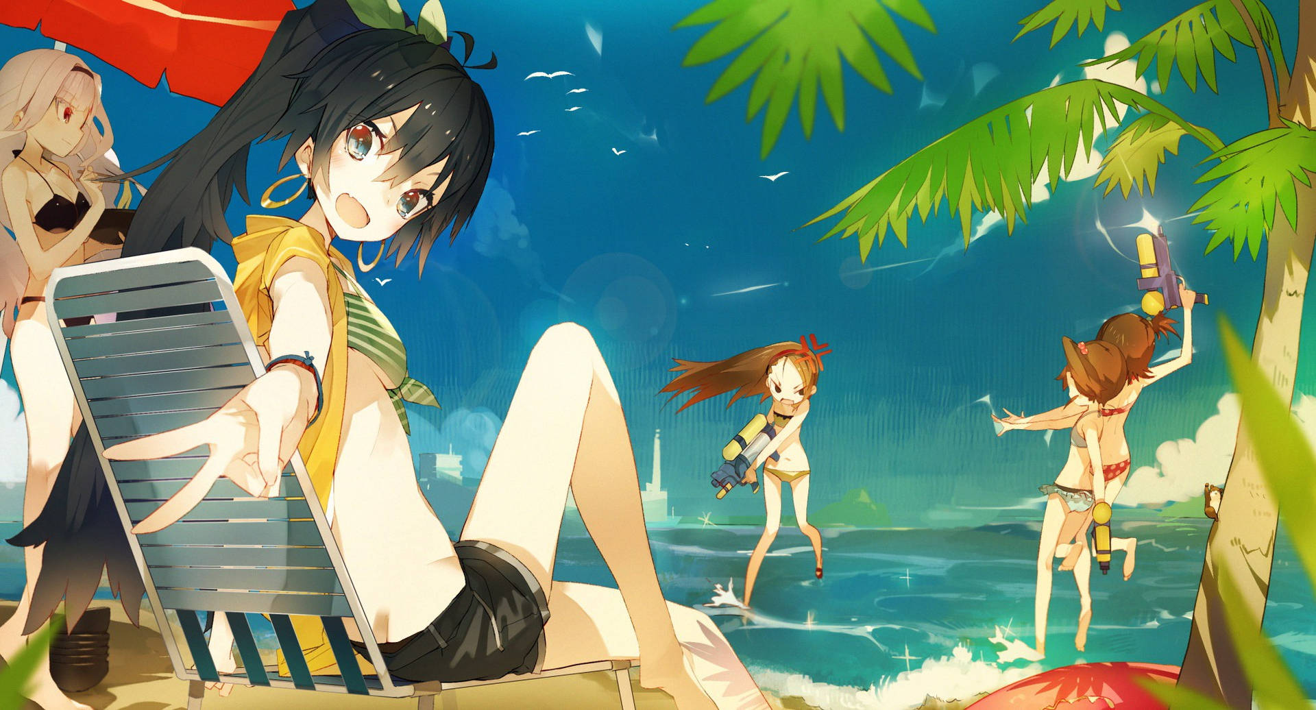 Download free Beach Vacation Anime Girls Wallpaper - MrWallpaper.com