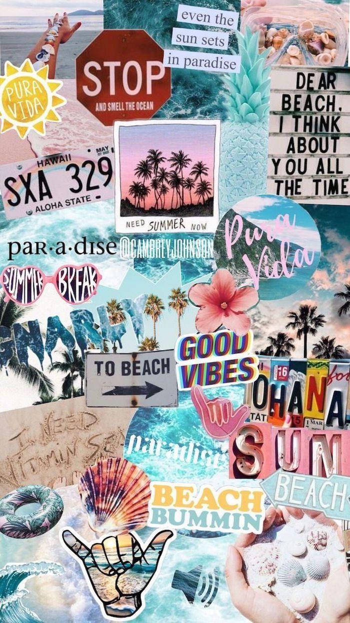 Beach Vibes Aesthetic Collage Wallpaper