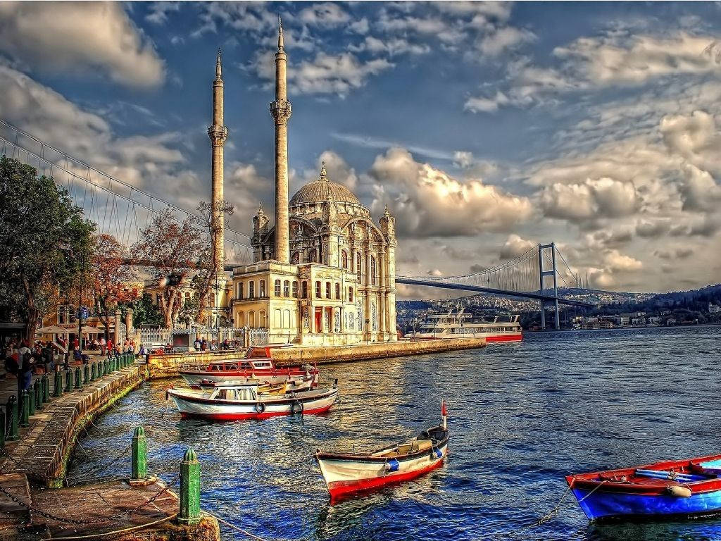 Beaches: Turkey Sea Mosque Boat Ortakoy Istanbul 8k Beach Wallpaper Wallpaper