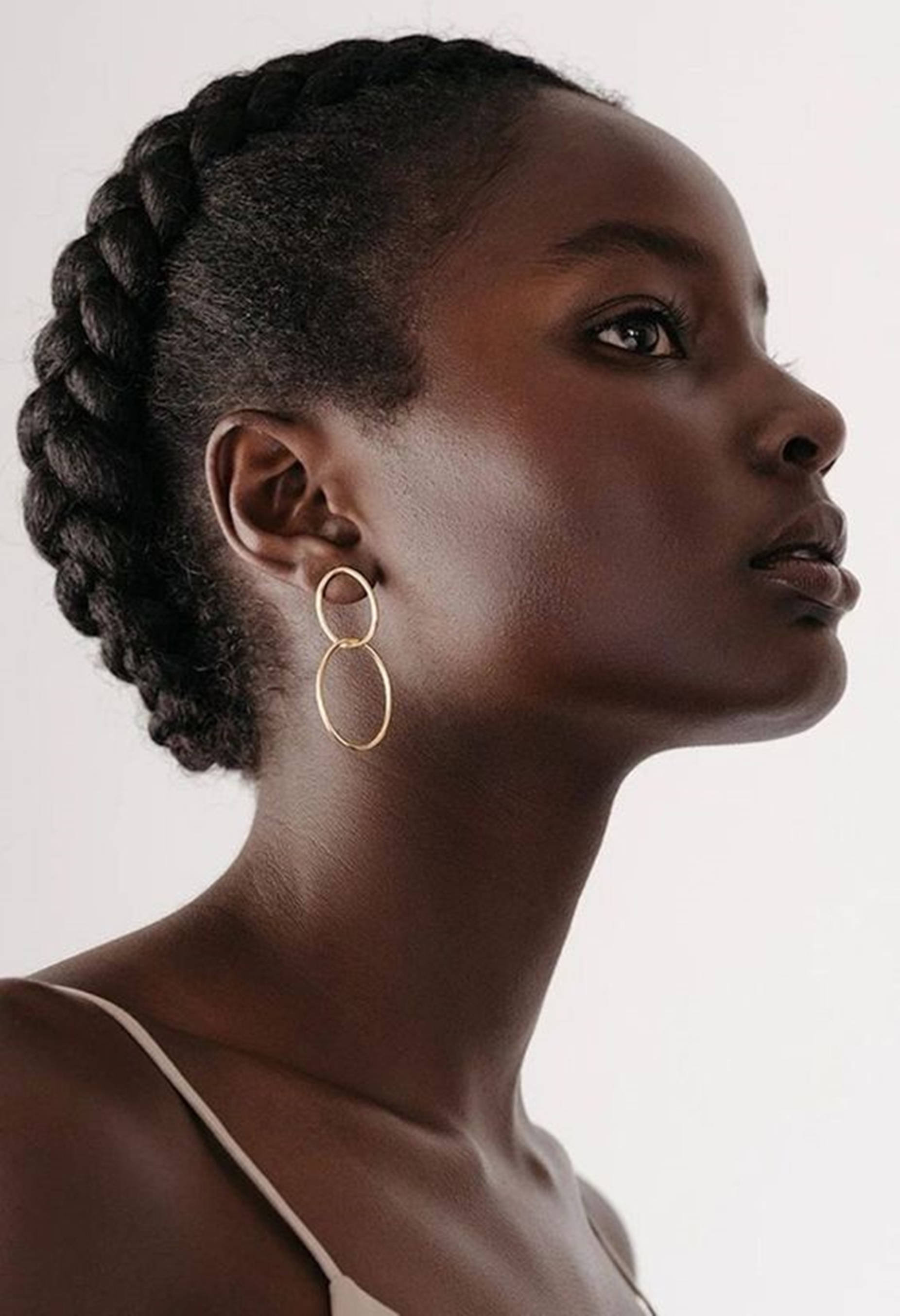 Beautiful Black Woman Milkmaid Braids Wallpaper