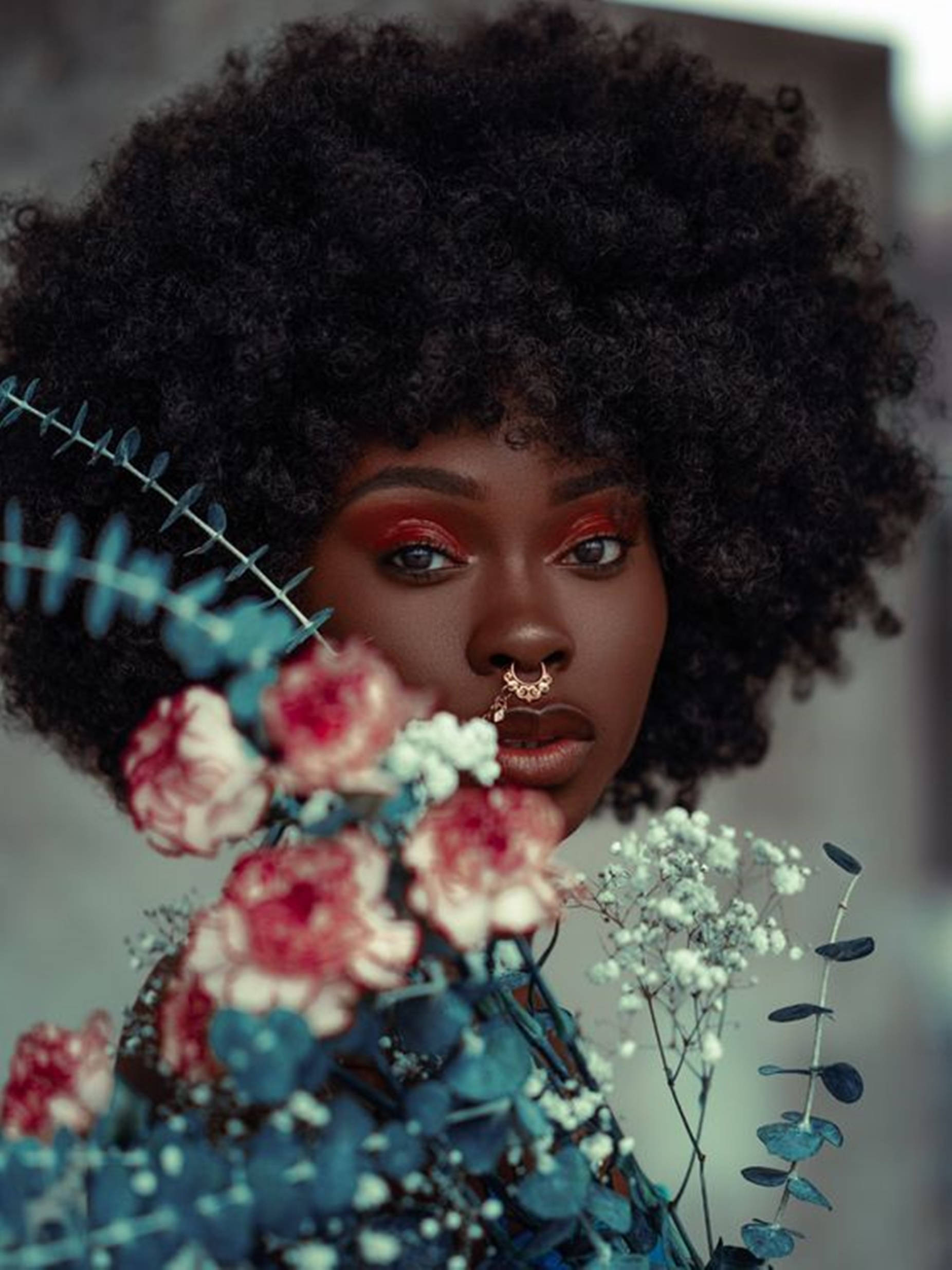 Beautiful Black Woman Red Aesthetic Wallpaper