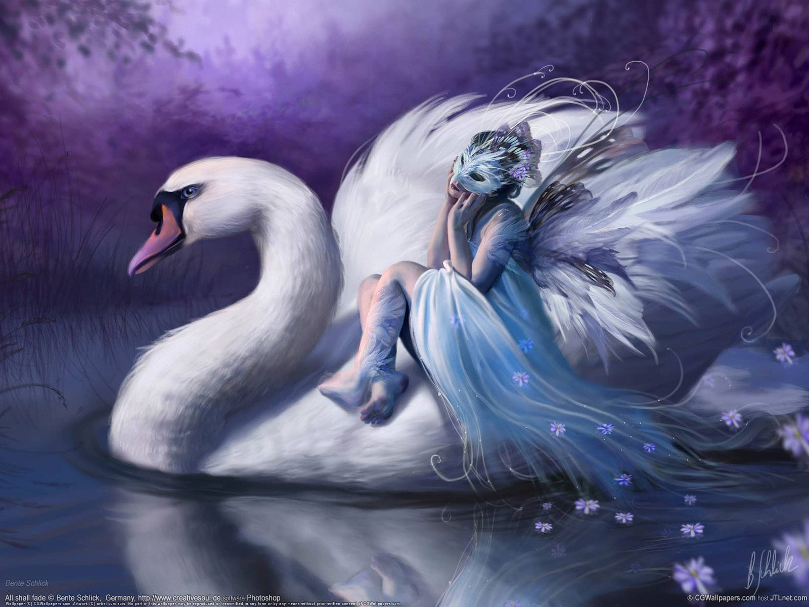 Beautiful Fairy And Swan Wallpaper