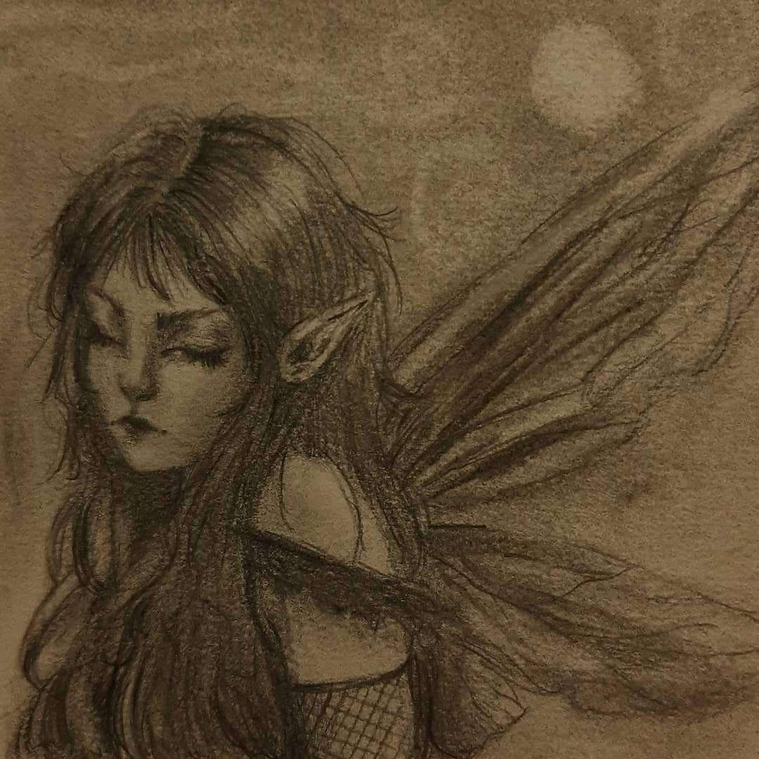 Beautiful Fairy Sketch Grunge Pfp Wallpaper