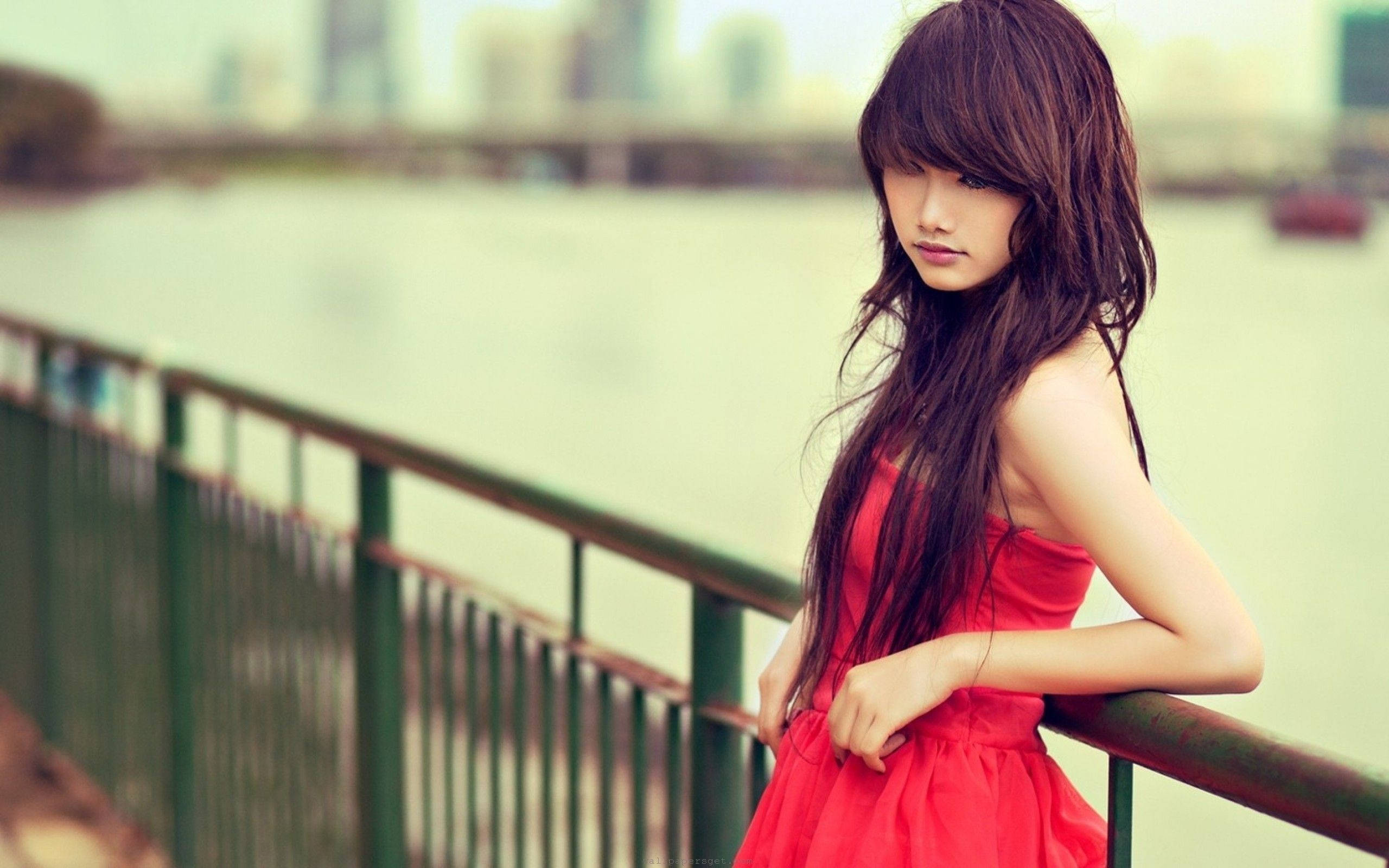 Beautiful Girl In A Red Dress Wallpaper