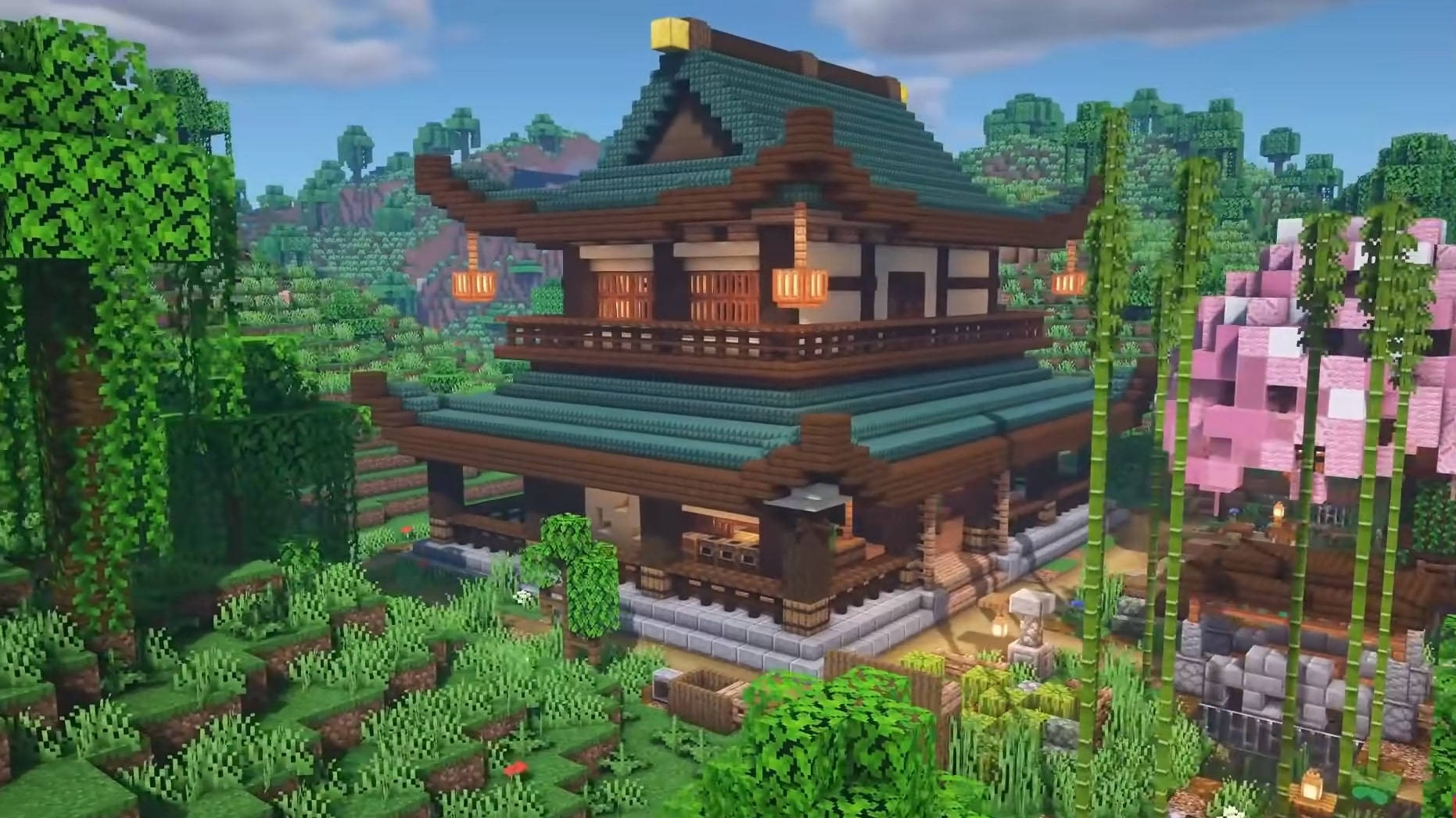 Beautiful Minecraft Traditional Japanese House Wallpaper