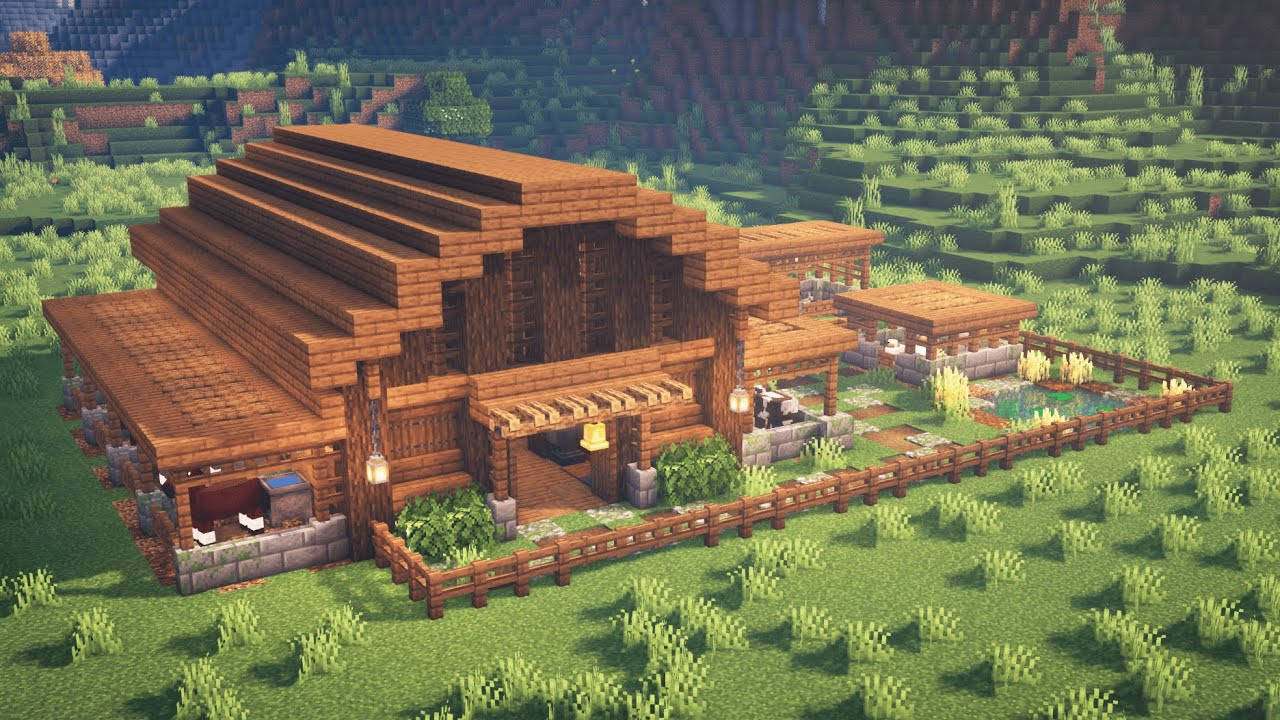 Beautiful Minecraft Wood Barn Wallpaper
