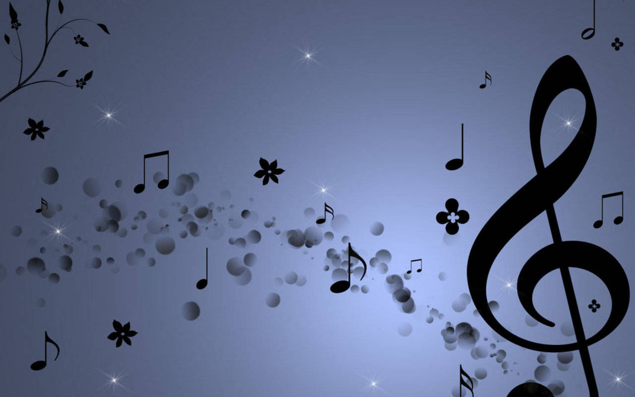Beautiful Music Flowers And Musical Notes Wallpaper