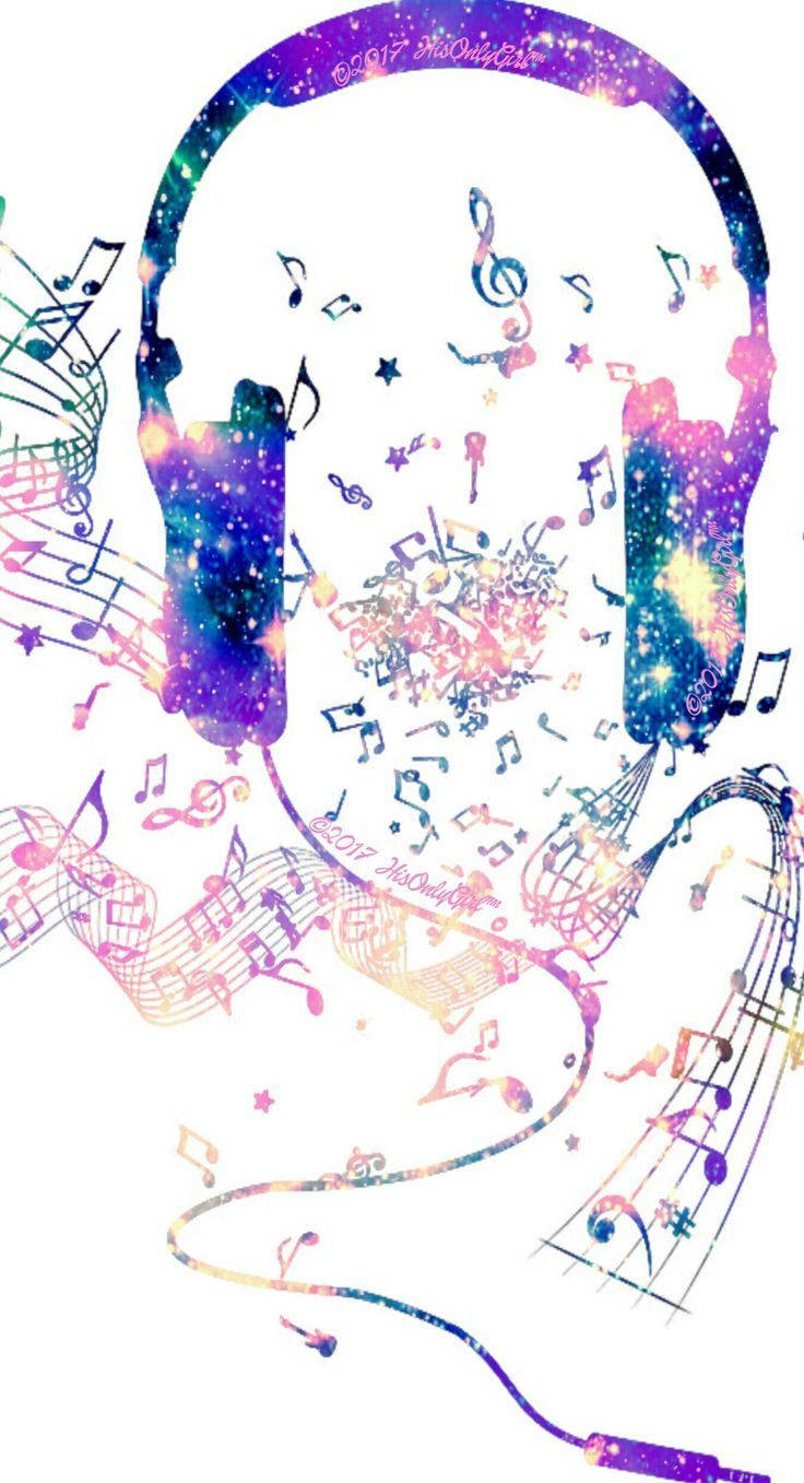 Beautiful Music Watercolour Headphones Art Wallpaper