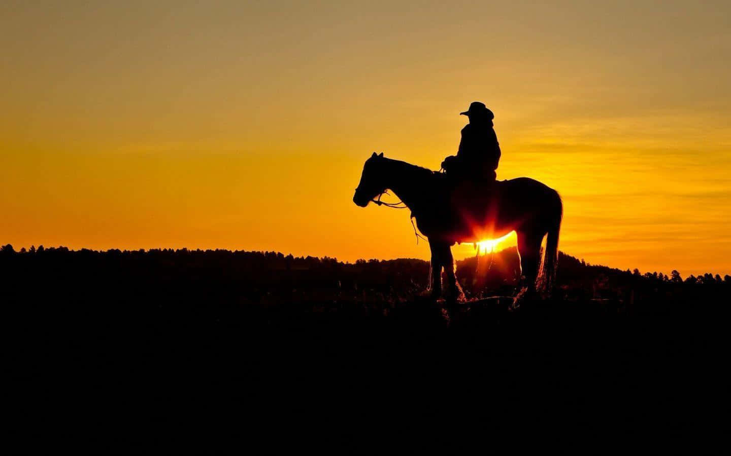 Beautiful Sunset And Western Cowboy Desktop Wallpaper