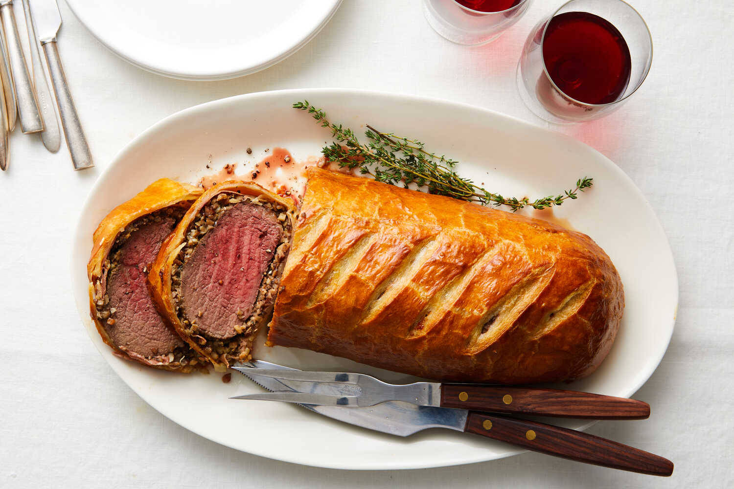 Beef Wellington Sliced Wine Wallpaper