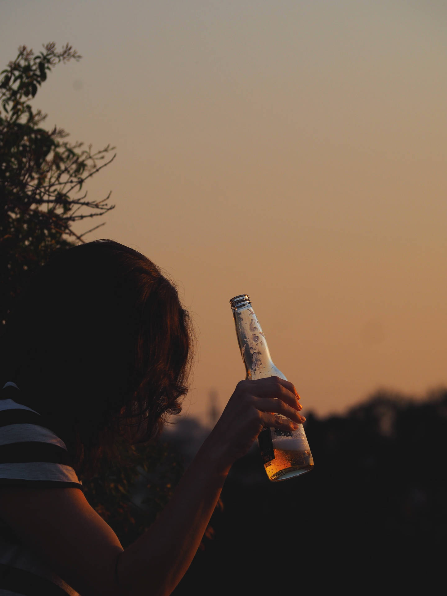 Beer Bottle And A Girl Wallpaper