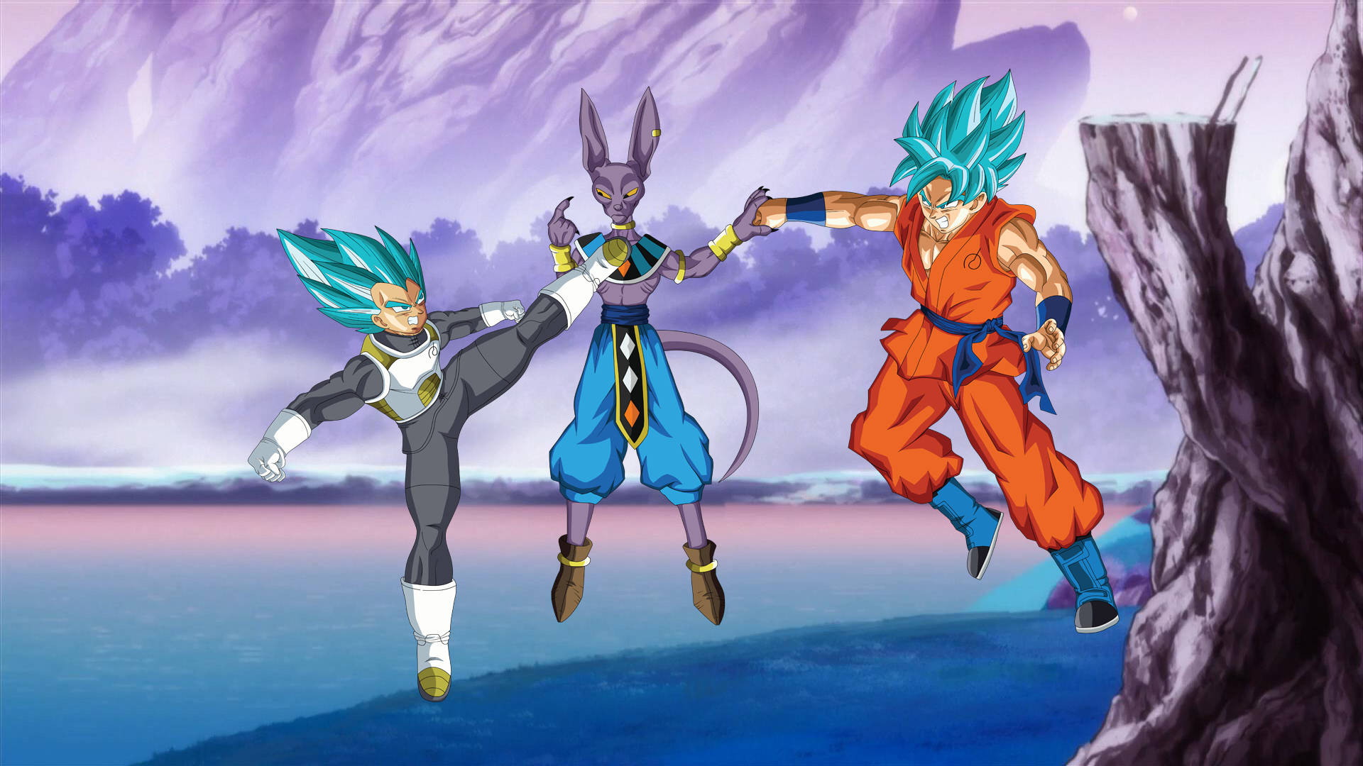 Download free Beerus Takes On Vegeta And Goku Wallpaper - MrWallpaper.com