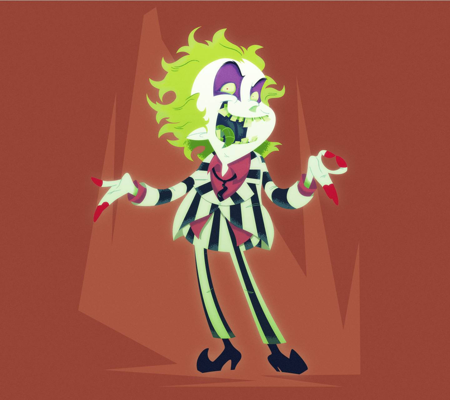 Beetlejuice Cartoon In Red Wallpaper