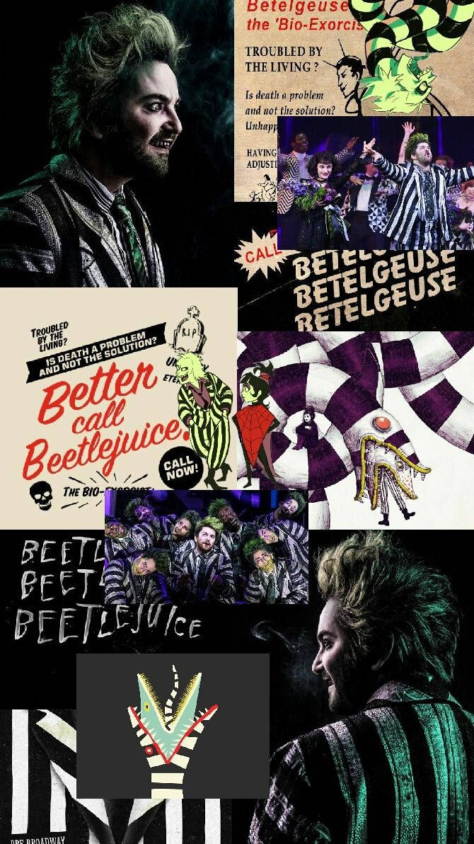 Beetlejuice Vintage Collage Wallpaper