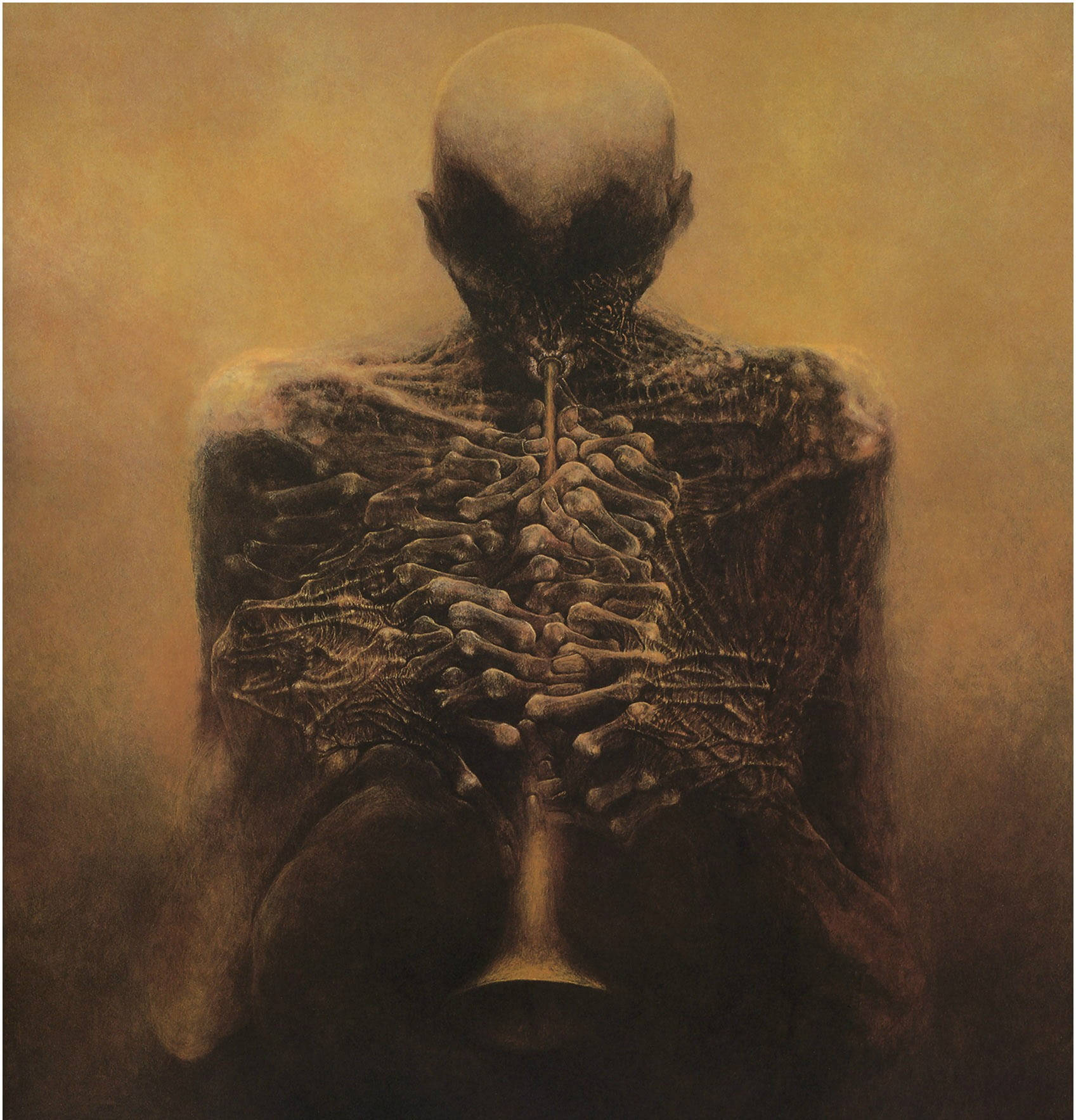 Beksinski Horn Player Skeleton Aesthetic Wallpaper