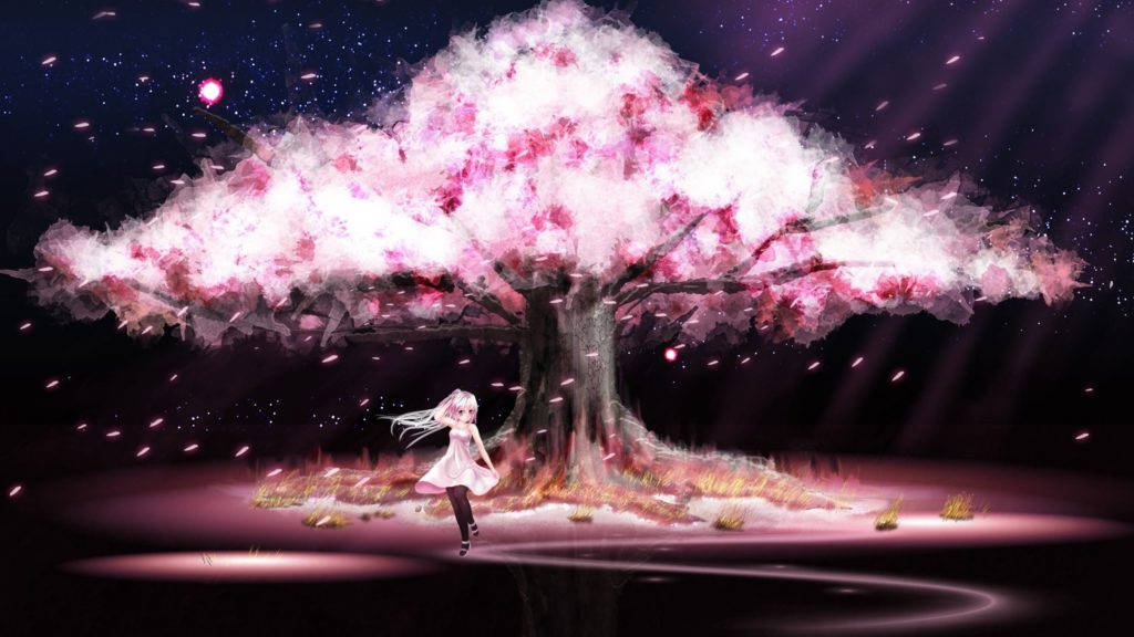 Big Cherry Blossom Tree Anime Pc Wallpaper