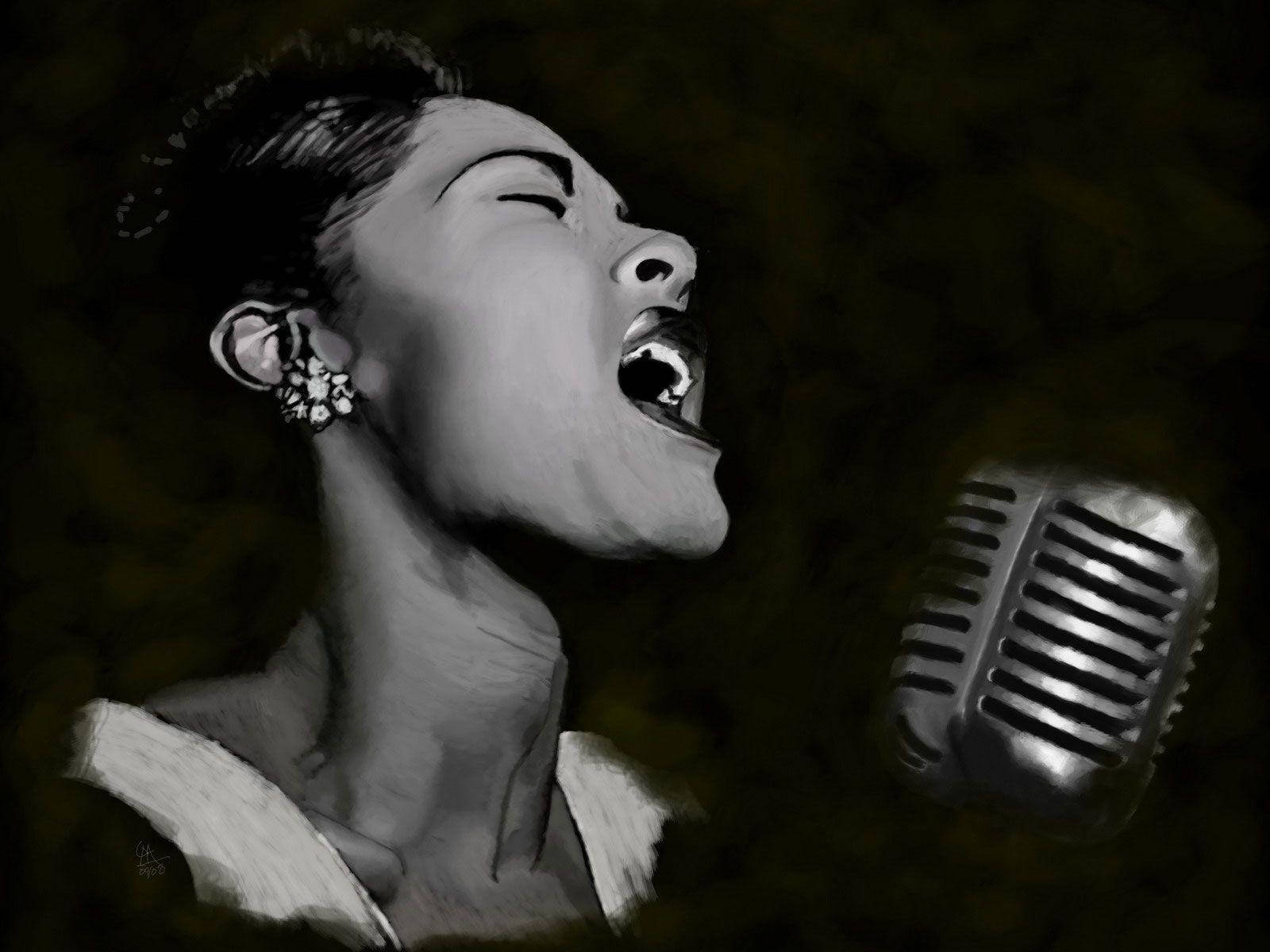 Billie Holiday Charcoal Art Wallpaper